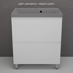 Style Line Тумба с кварцевой раковиной серый шелк Манхэттен 70 Plus эмаль белая матовая – фотография-2